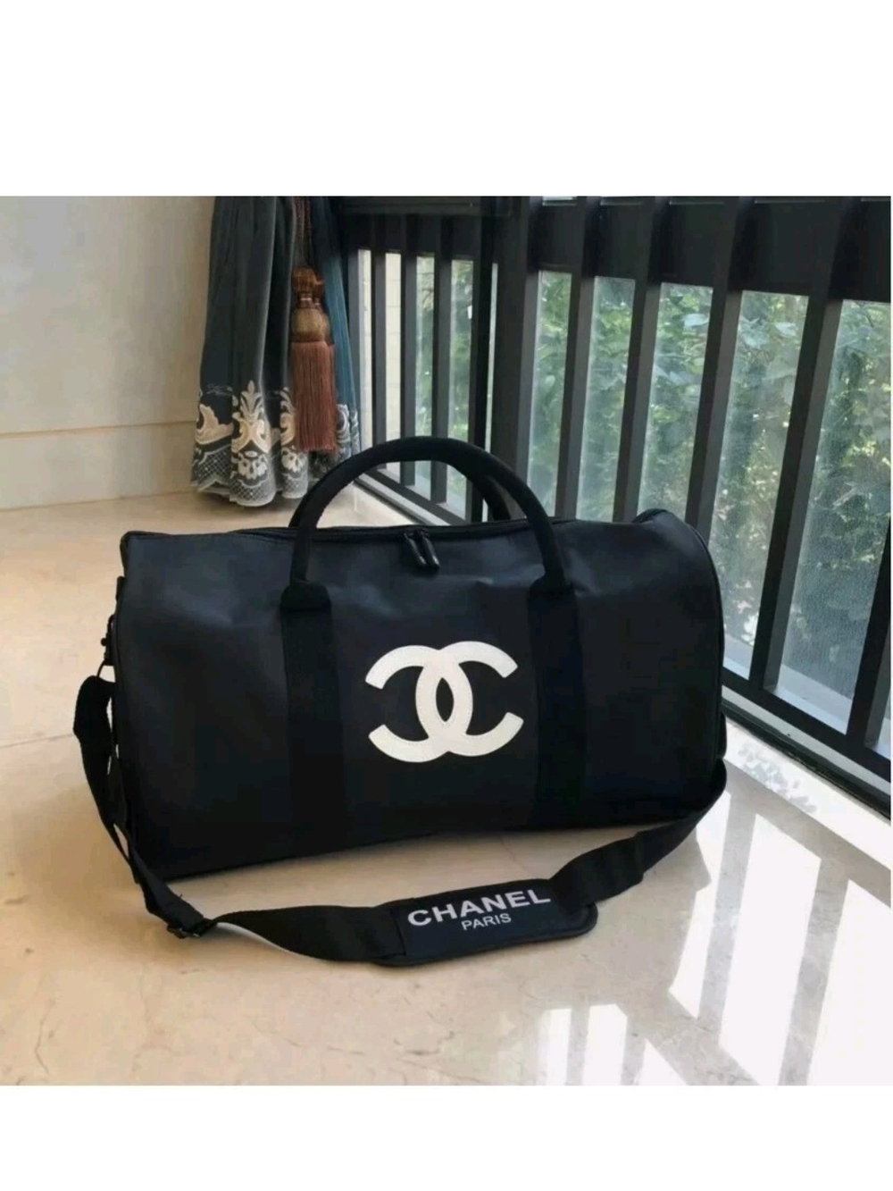 New CHANEL Black & White Duffel Bag